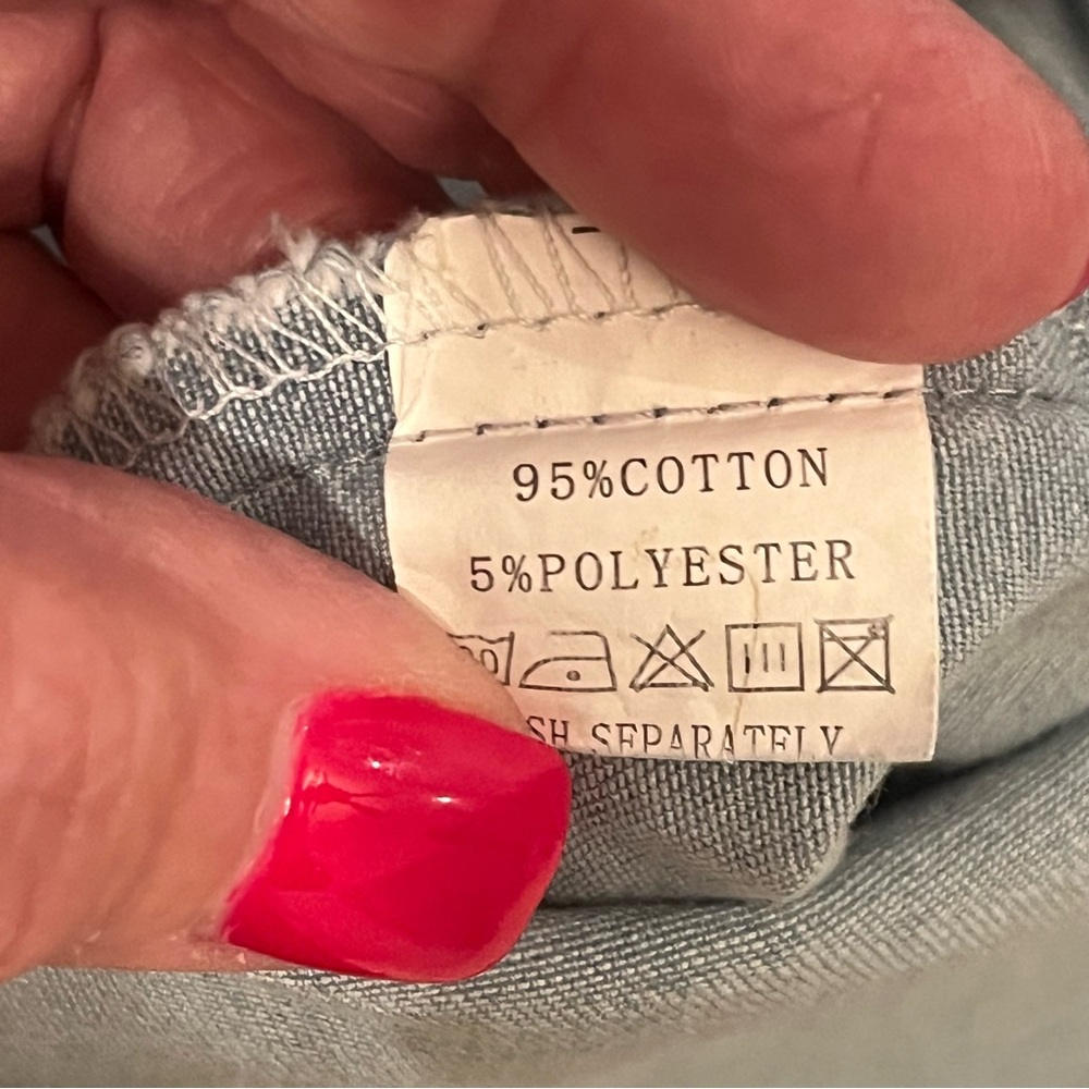 Zilcremo Light Blue Denim Shirt Dress with Frayed Hem - Picture 6 of 7